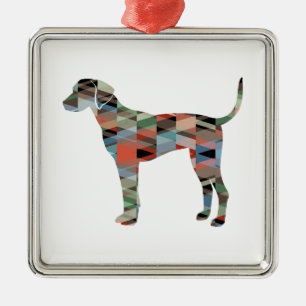 Plott Hound Geometric Pattern Silhouette Plaid Metal Tree Decoration