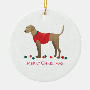 Plott Hound Hunting Dog Merry Christmas Design Ceramic Tree Decoration