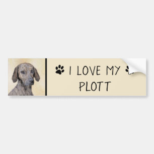 Plott Painting - Cute Original Dog Art Bumper Sticker