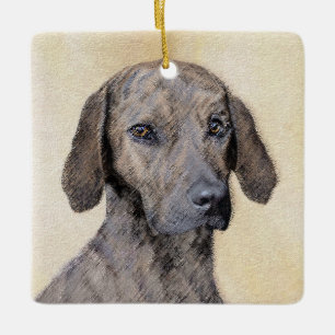 Plott Painting - Cute Original Dog Art Ceramic Ornament