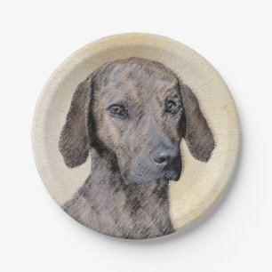 Plott Painting - Cute Original Dog Art Paper Plate