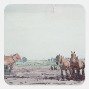 Plough Horses Square Sticker