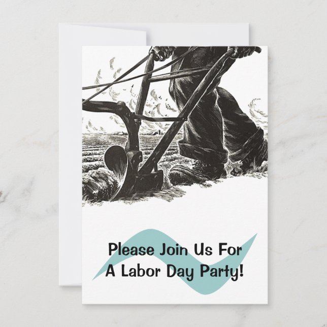 Plough Labour Day Party Invitations Ploughing Fiel (Front)