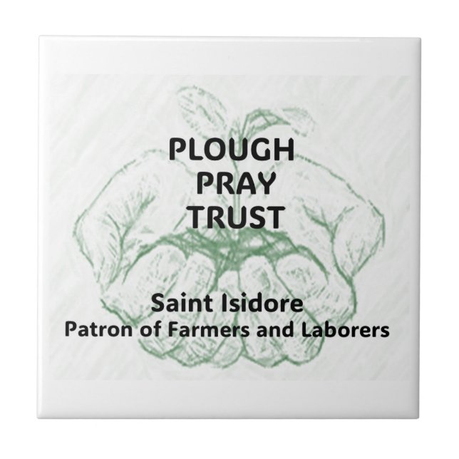"Plough Pray Trust" Saint Isidore Magnet Tile (Front)
