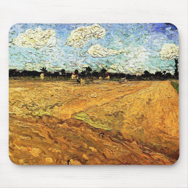 Ploughed Field (the Furrows) by Vincent van Gogh Mouse Pad (Front)