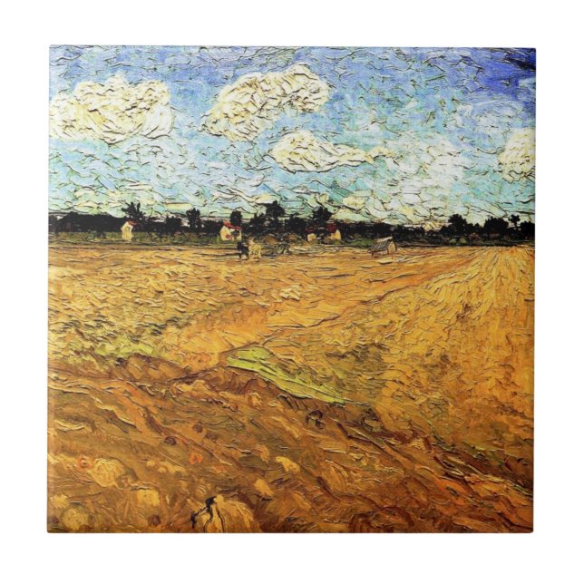 Ploughed Field (the Furrows) by Vincent van Gogh Tile (Front)