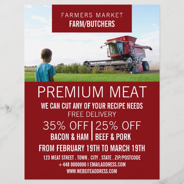 Plougher in Field, Farmer & Butcher Advertising Flyer (Front)