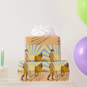 Ploughing A Field Wrapping Paper