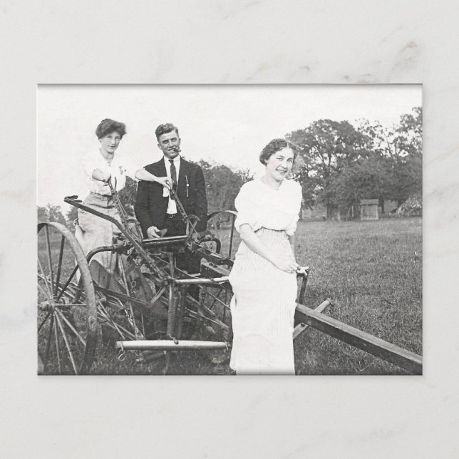 Ploughing in a Dress Postcard (Front)