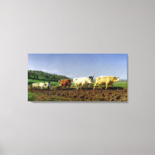 Ploughing in Nivernais, 1849 Canvas Print