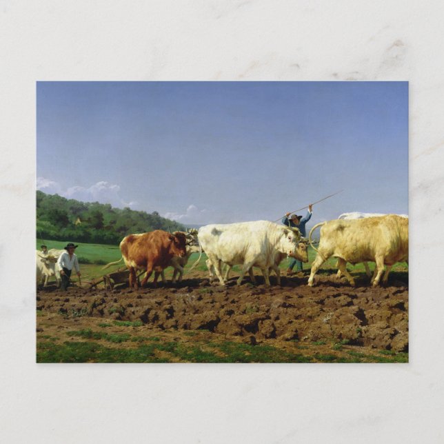 Ploughing in Nivernais, 1849 Postcard (Front)