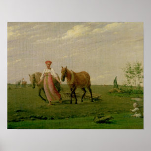 Ploughing in Spring, 1820s Poster