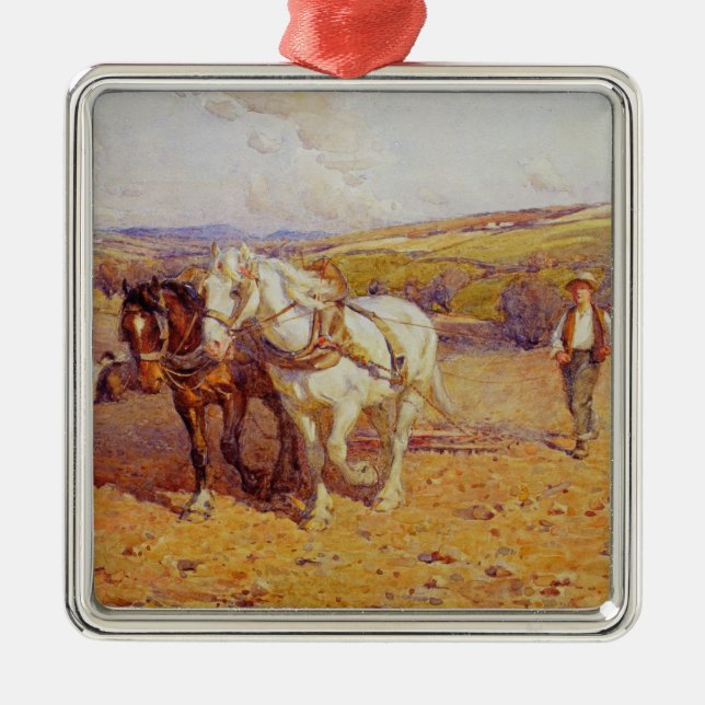 Ploughing Metal Tree Decoration (Front)
