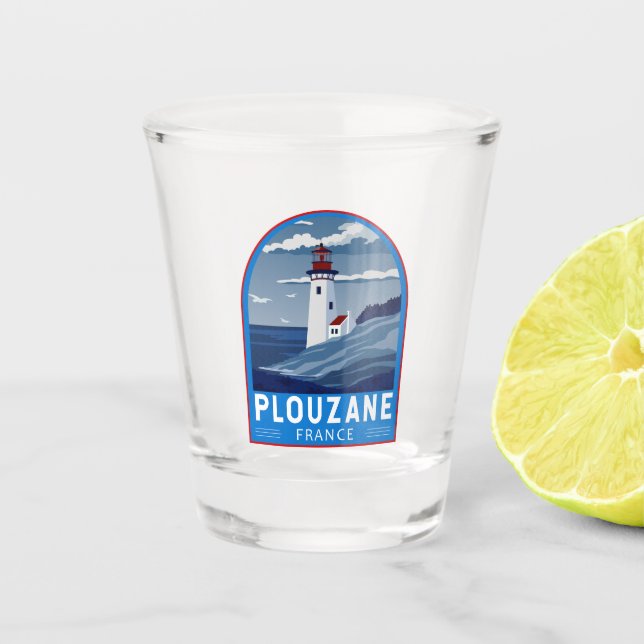 Plouzane France Travel Vintage Art Shot Glass (Front)