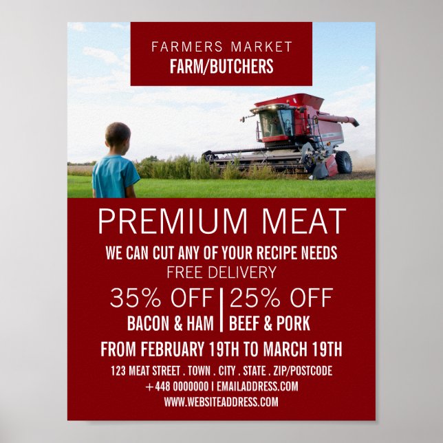 Plower in Field, Farmer & Butcher Advertising Poster (Front)