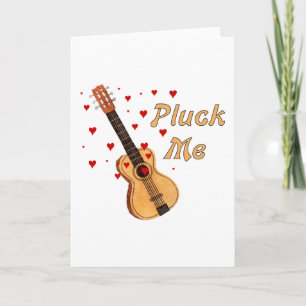 Pluck Me Valentine Guitar Holiday Card