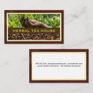 Plucking Tea Leave Wood Border Business Card
