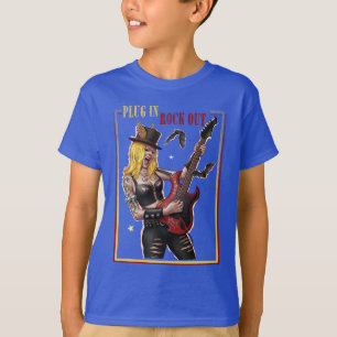 Plug In. Rock Out. – Cool Teen Rock T-Shirt