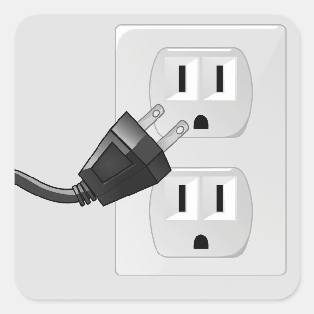 Plug It In Square Sticker (Front)