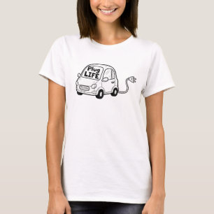 Plug Life Cute White Electric Car Graphic, asteris T-Shirt