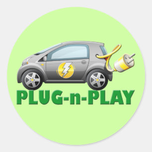PLUG-N-PLAY ELECTRIC CAR CLASSIC ROUND STICKER