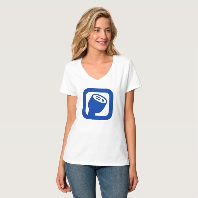 PlugShare Logo Women's V-Neck Shirt (Front Full)