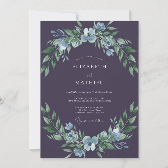Plum Alluring Winter Wedding Invitation (Front)