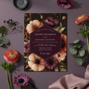 Plum Amaranth Bloom Wedding Invitation