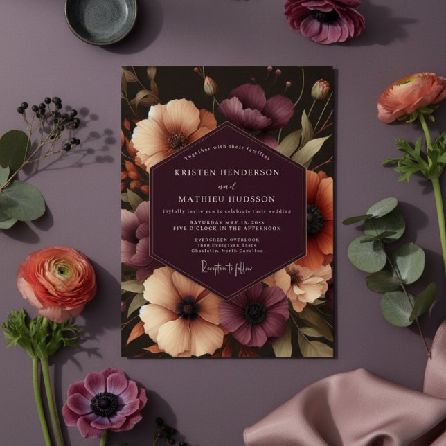 Plum Amaranth Bloom Wedding Invitation (Creator Uploaded)