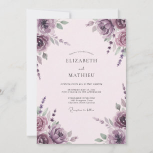 Plum Amethyst Painted Wedding Invitation