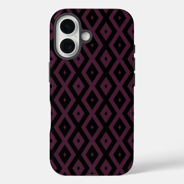 Plum and black diamond pattern Case-Mate iPhone case (Back)