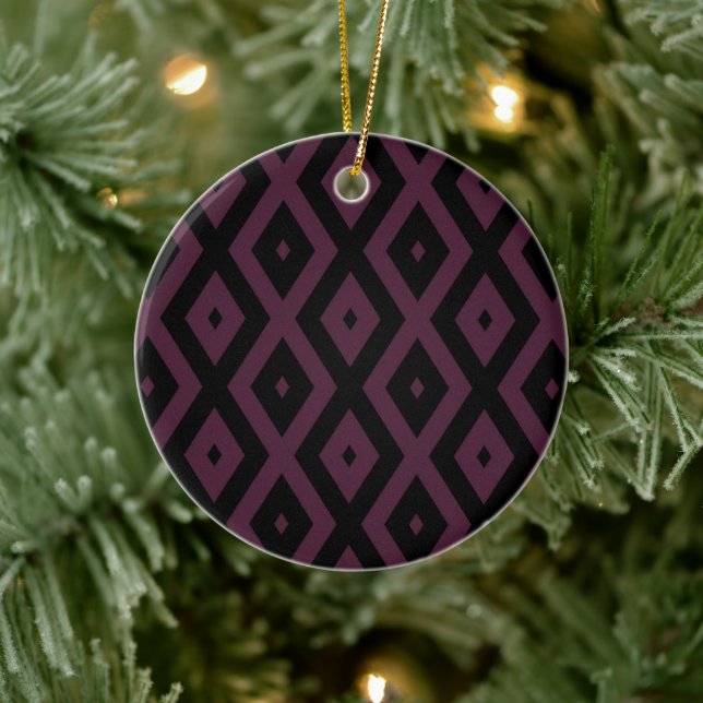 Plum and black diamond pattern ceramic tree decoration (Tree)