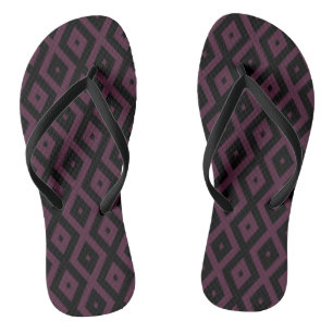 Plum and black diamond pattern jandals