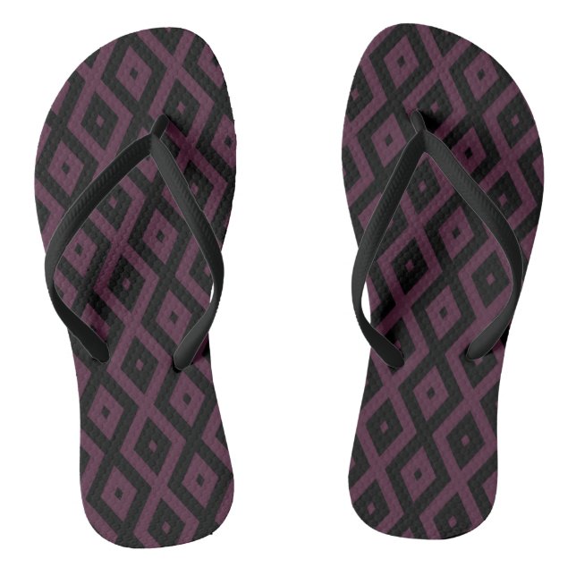 Plum and black diamond pattern jandals (Footbed)