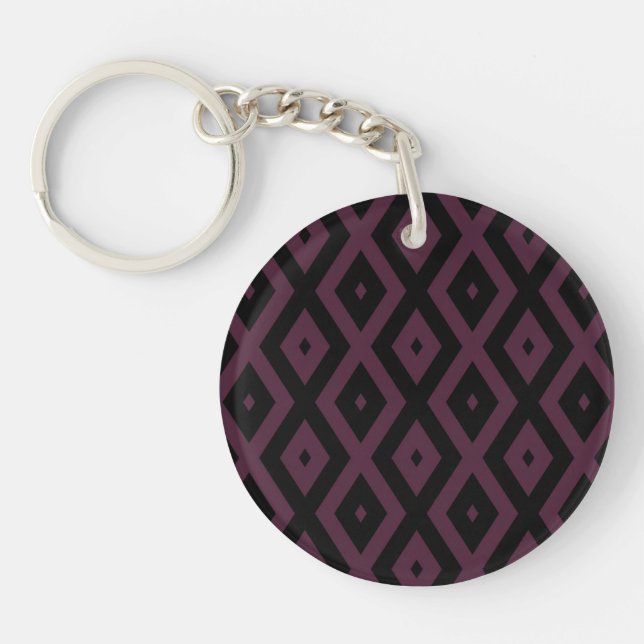 Plum and black diamond pattern key ring (Front)