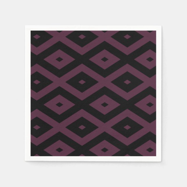 Plum and black diamond pattern napkin (Front)