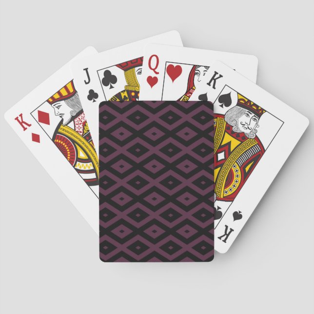Plum and black diamond pattern playing cards (Back)