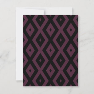 Plum and black diamond pattern RSVP card
