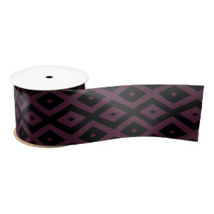 Plum and black diamond pattern satin ribbon