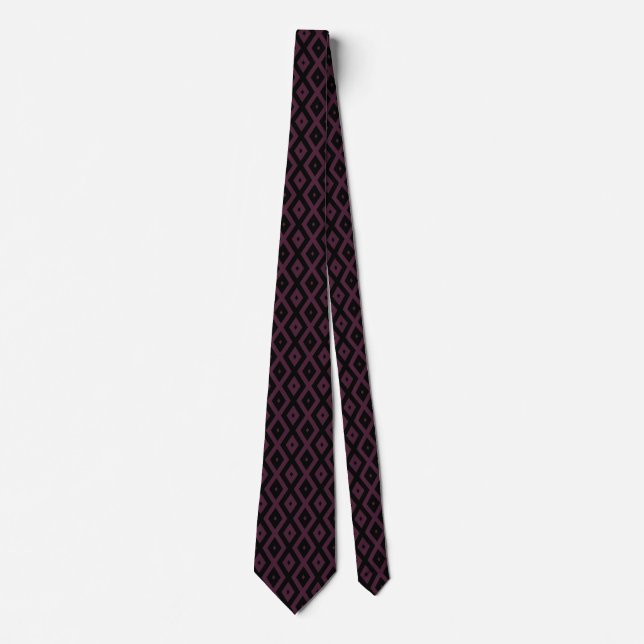 Plum and black diamond pattern tie (Front)