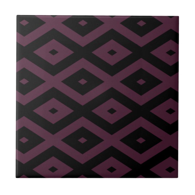 Plum and black diamond pattern tile (Front)