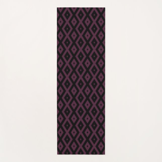 Plum and black diamond pattern yoga mat (Front)