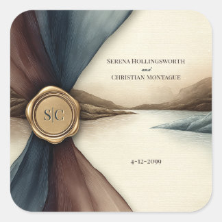 Plum and Blue Ombre Seal Watercolor Wedding