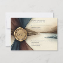 Plum and Blue Ombre Seal Watercolor Wedding