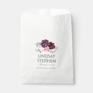 Plum and Burgundy Flowers Elegant Favour Bags
