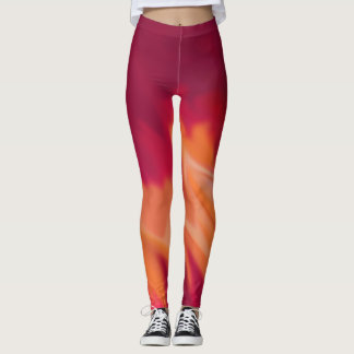 Plum and citrus orange Abstract activewear Leggings