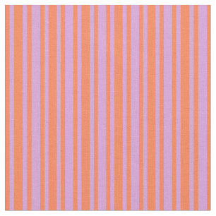 Plum and Coral Coloured Pattern of Stripes Fabric