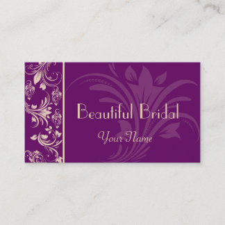 Plum and Cream Floral Scroll Business Card
