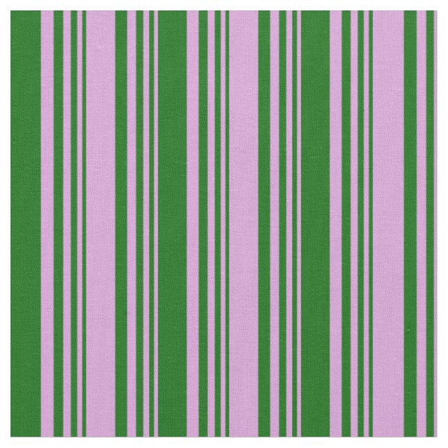Plum and Dark Green Coloured Striped Pattern Fabric (Close Up)