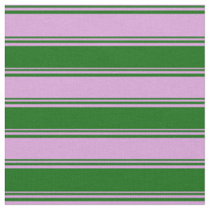 Plum and Dark Green Coloured Stripes Fabric